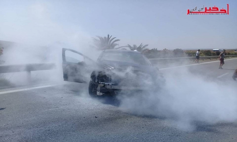 صور / إنقلاب سيارة وإصطدامها بأخرى بين تونس وبنزرت